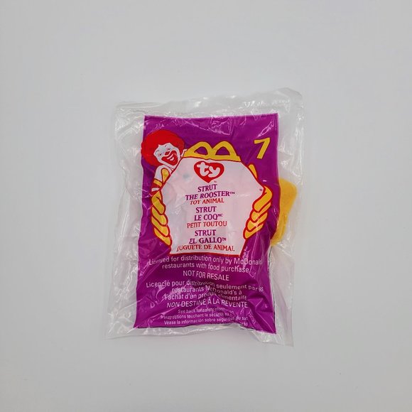Strut The Rooster #7 McDonald’s Toy Retired 1999 New Sealed TY Teenie Beanie Bab - Picture 2 of 7